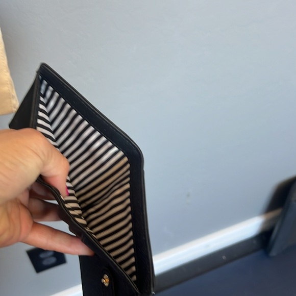 Kate Spade Black over the shoulder purse with matching wallet 9” wide 7” tall. - Picture 6 of 7